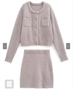 GRL ラメフェザーニットカーディガン×ミニスカートセットアップ