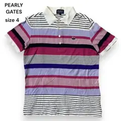 PEARLY GATES 半袖 鹿子 ポロシャツ カノコ ボーダー