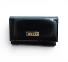 GUCCI グッチ エナメル 6連キーケース ブラック ゴールド金具 剥げあり