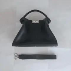 Jamu 本革 ターンロック 2way ハンドバッグ ブラック 訳あり美品✨️
