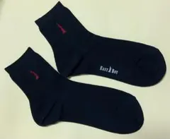 匿名配送 イーストボーイ 両面刺繍 ネイビー×レッド スクールソックス 紺靴下
