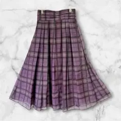 美品 マイストラーダ ロングスカート 紫 チェック 34 Mystradaのサムネイル