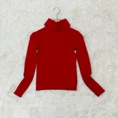 良品✨ ルイントメント タートル ネック リブニット レッド ウール 100のサムネイル
