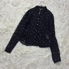 キャサリンハムネット M ブラウス ドット柄 黒 日本製 レーヨン 上品 透け感のサムネイル