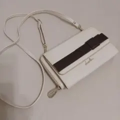 お財布ショルダー　ホワイト×ブラウン