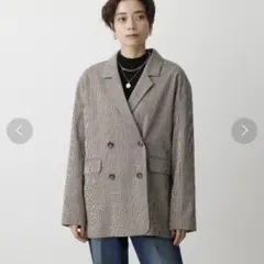 AZUL by moussy チェックダブルブレステッドジャケット Sサイズのサムネイル