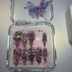 紫色のハンドメイドネイルチップセット