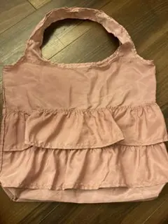 フリルエコバッグ　ピンク