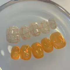 No.34 オーダーネイルチップ　オレンジ　ぷっくりうるうる