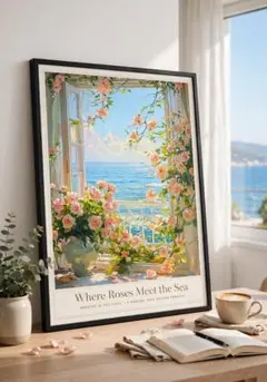地中海 風景 アートポスター 額装品