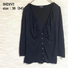 インディヴィ INDIVI 七分袖カーディガン 【38】 Vネック薄手 1174のサムネイル