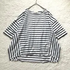 【earth】半袖 ボーダー Tシャツ ルーズオーバー (F) ドロップ肩