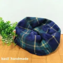 スヌード　マフラー　ネックウォーマー　ハンドメイド　グリーン♡緑　紺　黄チェック