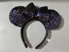 ディズニー　Disney ミニー　スパンコール　リボン　パープル　カチューシャ