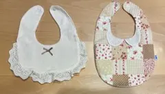 花柄パッチワーク　フリル　スタイ 2枚セット