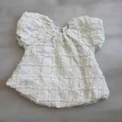 mamaraku 裾バルーン　チュニック　パフスリーブ　ホワイト　春夏秋80cm