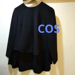 黒 長袖 トップス 前後裾デザイン