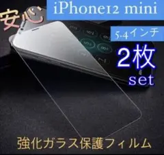iPhone 12mini 液晶保護フィルム2枚 強化ガラス 薄型 クリア 新品
