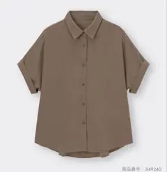 GU ドレープシャツ(半袖) 茶色
