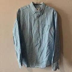 AMERICAN EAGLE 長袖シャツ 水色ストライプ　オーバーサイズ