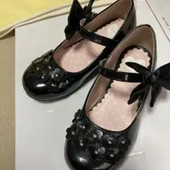 anyFAM 黒 フラワー装飾 フォーマルシューズ20.0センチ