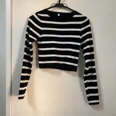 新品　ボーダー　サマーニット　トップス　クロップド丈