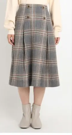 grove　ボタン付きチェックAラインスカート