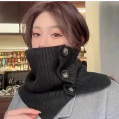 ネックウォーマー 黒 韓国 防寒 マフラー きれいめ モード シンプル 暖か