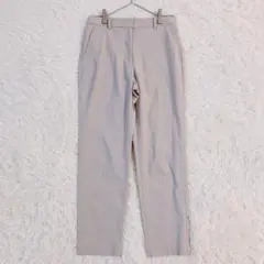 プラステ スラックス ストレート パンツ M ストレッチ 上品 ライトグレー