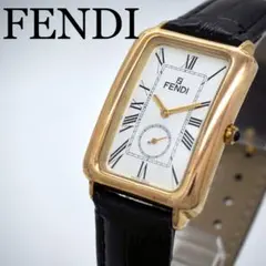 174 FENDI 時計　メンズ　スモールセコンド　ホワイト　レクタンギュラー