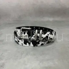 double hole cow belt blackハラコ 牛柄 y2k 00s