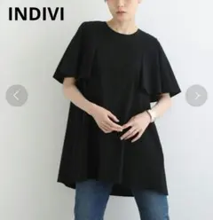 INDIVI 【洗える】ケープスリーブブラウス ブラック S