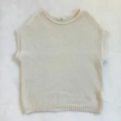 shuca アイボリー ニットベスト アクリル60% アルパカ40% M