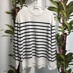 長袖 ボーダー カットソー ホワイト ネイビー