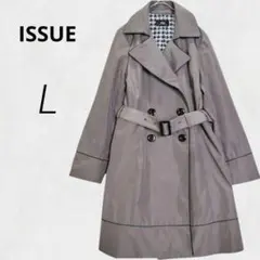 レイン兼用✨ISSUE トレンチコート 茶 ダブル ロング【L】c3155のサムネイル