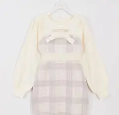 evelyn ニットワンピ アイスグレー