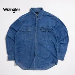 Wrangler ラングラー デニムシャツ L 長袖 インディゴ ゆったり 古着のサムネイル