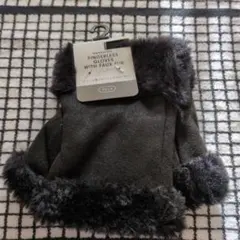 スエード風 ファー ハンドウォーマー ブラック