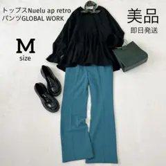 美品✳︎コーデ売りM ペプラムチュニック フレアパンツ　着痩せ　脚長　秋コーデ