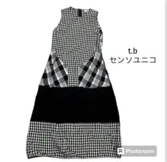 t.b センソユニコ　ブロックチェック ノースリーブ ロングワンピース t.b センソユニコ ブロックチェック ノースリーブ ロングワンピース
