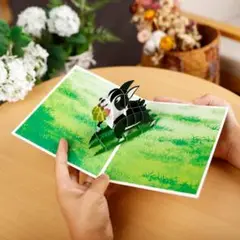 子犬 ポップアップカード 誕生日　ボストンテリアカード クリスマス