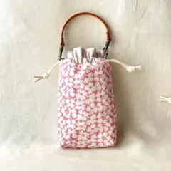 スマホポーチ　C&Sマリエフラワープチ　ピンク　スマホポシェット　軽量　刺繍生地