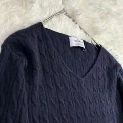 ユナイテッドアローズ カシミヤ100%ケーブルニット＊上質ふわとろ素材 濃紺38