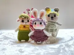 ウサギ・羊・クマのあみぐるみ3体セット