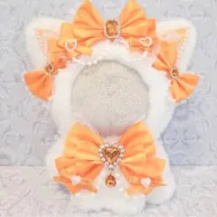 c12ぬい服 10-12cm ちびぐるみ 着ぐるみ おすわり黄橙メイドねこせっと