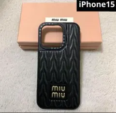 miumiu ブラック　 iPhoneケース　15