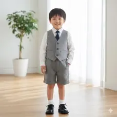 【状態良：COMME CA ISM】 キッズ　フォーマル　ハーフパンツ グレー