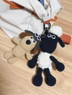 ひつじのショーンとグルミットの編みぐるみキーホルダー