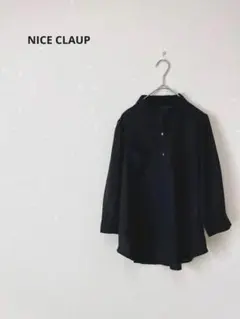 NICE CLAUP ナイスクラップ　前ボタンスケルトンブラウス　ブラック