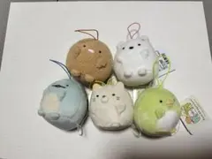 すみっコぐらし バンザイゴムひも付きマスコット 5個セット (コンプリート)